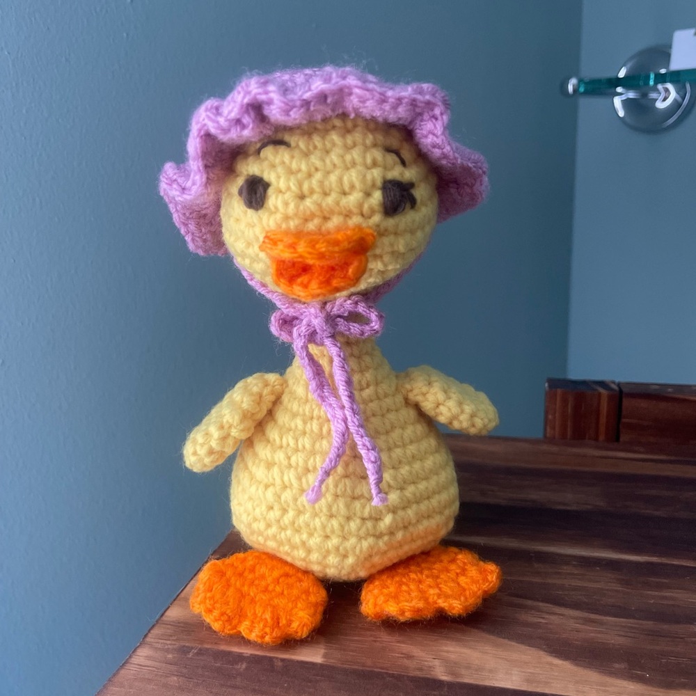 Handcrafted Yellow and Orange Crochet Duck Toy